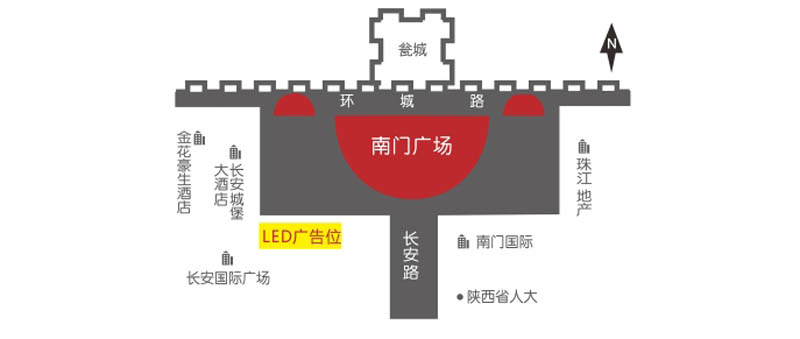 南门外长安国际LED地理位置