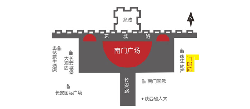 南门世纪金花大型楼体广告牌地理位置